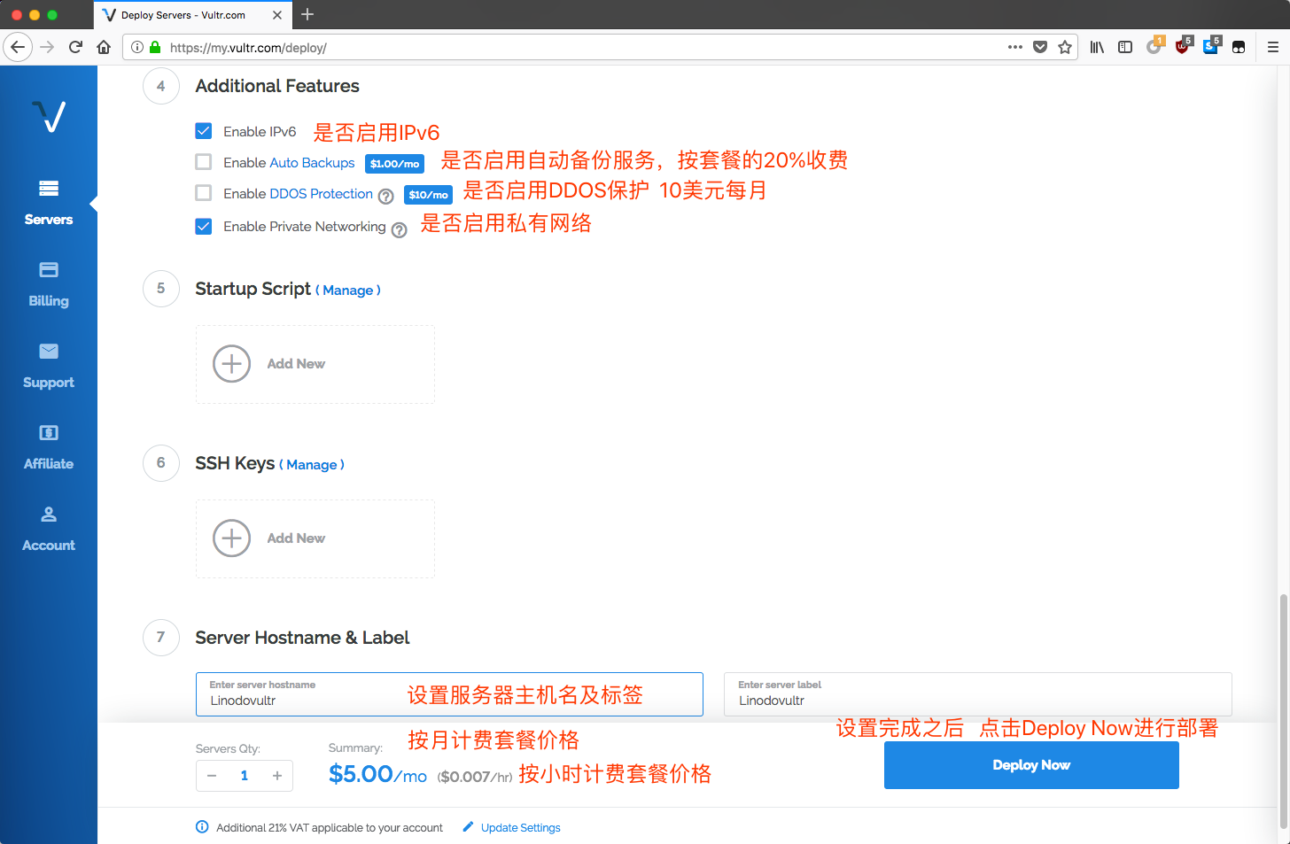 vultr-deploy-new-server-enable-services-setting-hostname-label